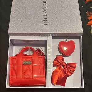Madden Girl Red Mini Bag Set with Bow and Heart